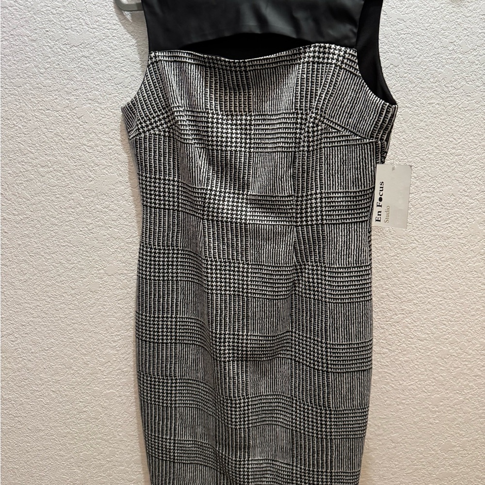 Enfocus Studio Black and White Checkered Midi Dress